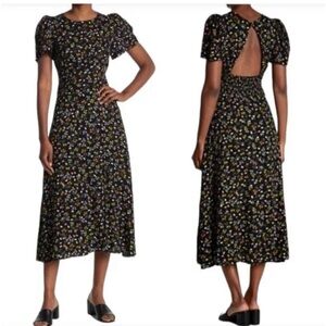 AFRM Floral Print Puff Sleeve Women's Dress w/ Cut Out Back Size Small